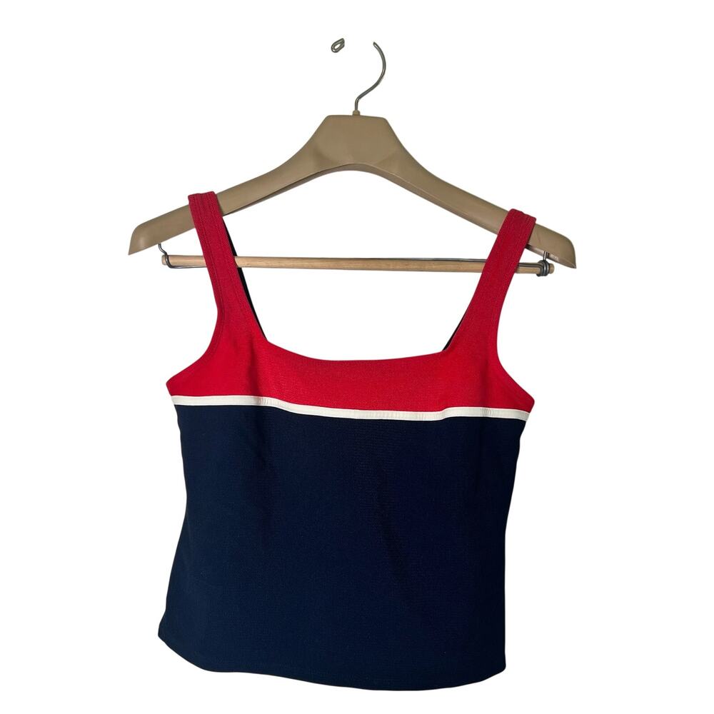 Lands End Tankini Top Size 10 Red White Blue Swim Top Patriotic